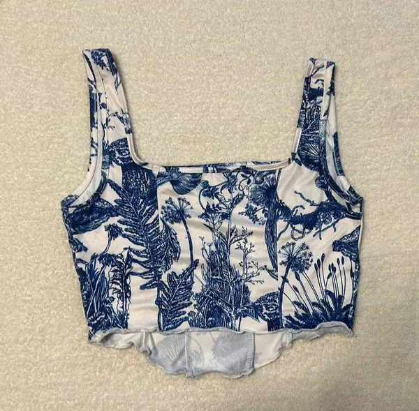 SheIn Shine Blue Nature Crop Top - Image 2