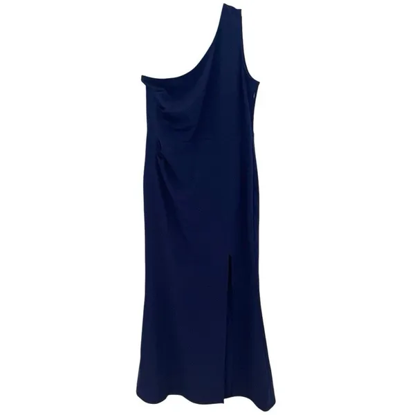 MUSHARE Womens XL One Shoulder Bodycon Mermaid Split Cocktail Dress Navy Blue - Image 4
