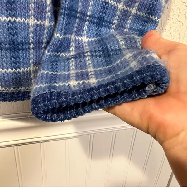 Pendleton Country Sophisticates Wool Blend Blue Plaid Cardigan Sweater size S - Image 6