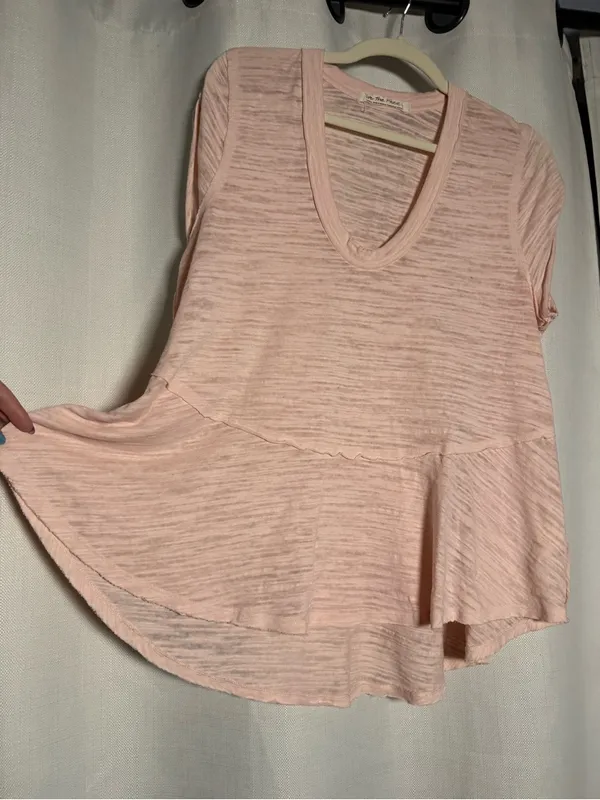 We The Free Slub Knit Peplum Sleeveless Top in Light Pink Size Small - Image 5