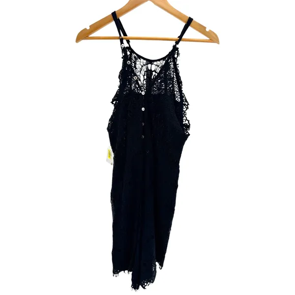 Free People Shes Got It Lace Mini Dress L Black Halter Button Back NWT OB518210 - Image 5