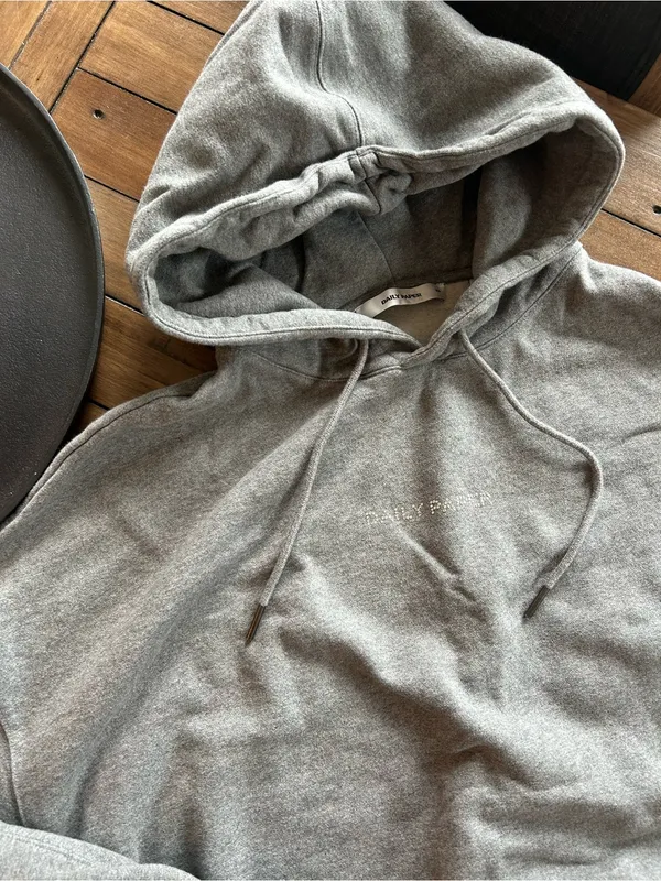 Daily Paper Horhine Rhinestone Logo Cotton Oversized Gray Hoodie XS - Image 7