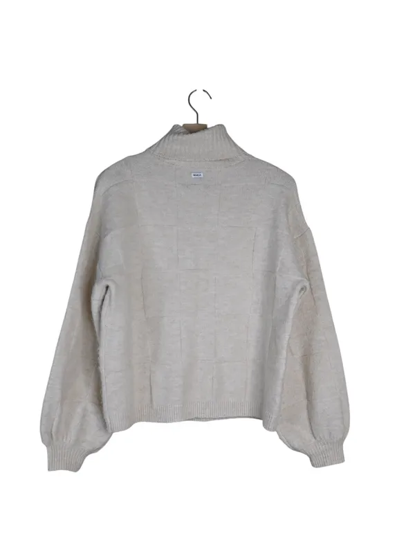 RVCA Women's M Cream Vineyard Turtleneck Boxy Knit Sweater in Oatmeal - Image 5