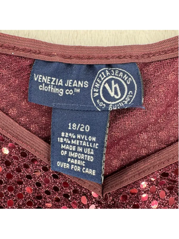 Vintage Y2K Cami Tank Top Burgundy Sparkle Made in the USA Size 18/20 XL 1X - Image 5