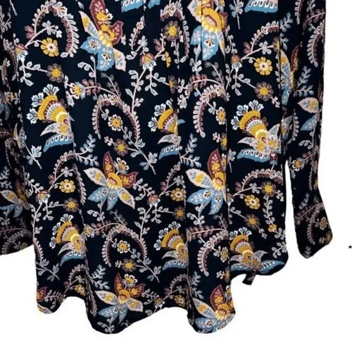 LOFT Long‎ Sleeve Ruffle Trim Pleated Front Paisley Print Blouse NWT Size Small - Image 4