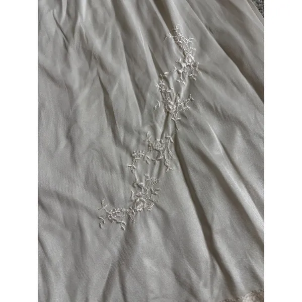 Vintage 80s Half Slip Skirt Medium Ivory Lace Floral Embroidered Lingerie Retro - Image 3