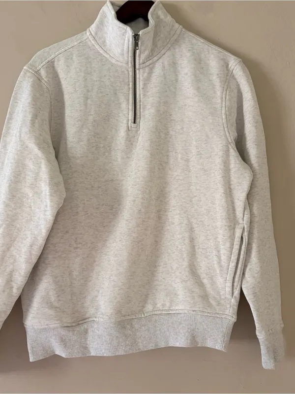 Old Navy Grey Heathered Fleece Quarter Zip Pullover Sweatshirt XS - Image 3