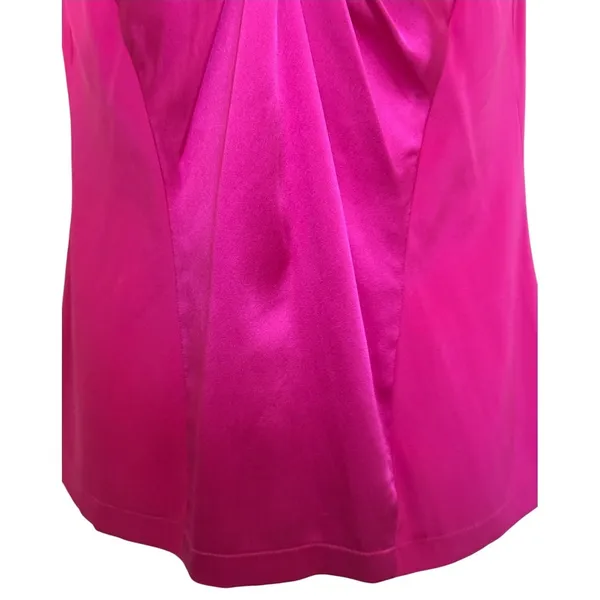 CACHE Fuchsia‎ Pink Silk Blend Twisted Halter Neck Blouse Top EUC Size Medium - Image 4