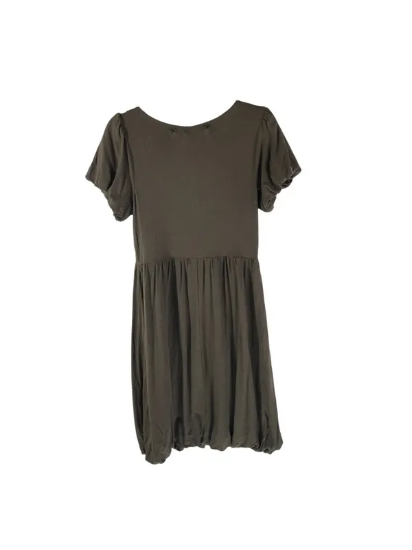 Max Studio Brown Puff Sleeve Empire Waist Bubble Hem Dress M - Image 2
