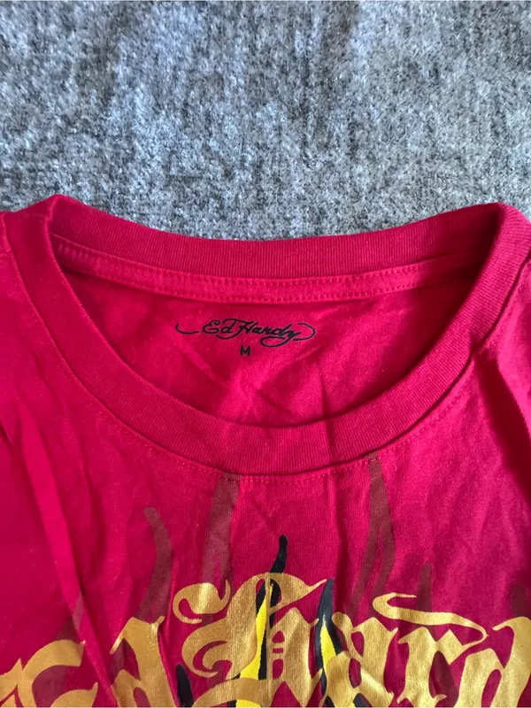 Ed Hardy Red Tee with Leopard and Flame Graphic - Image 8