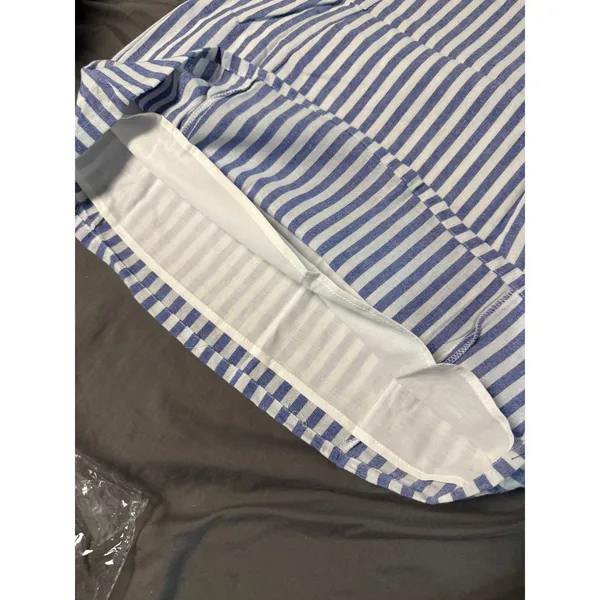NWT Lulus Size Small‎ Seaside Skipper Blue Striped Off-The-Shoulder Mini Dress - Image 9