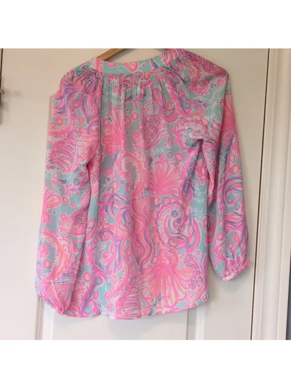 Lilly Pulitzer Elsa Too Much Bubbly 100% Silk Size Small - Image 16
