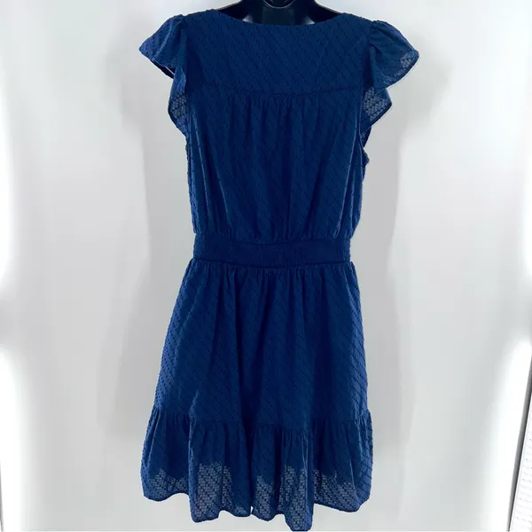 LOFT Outlet Navy Blue Swiss Dots Sleeveless Mini Dress Size M - Image 5