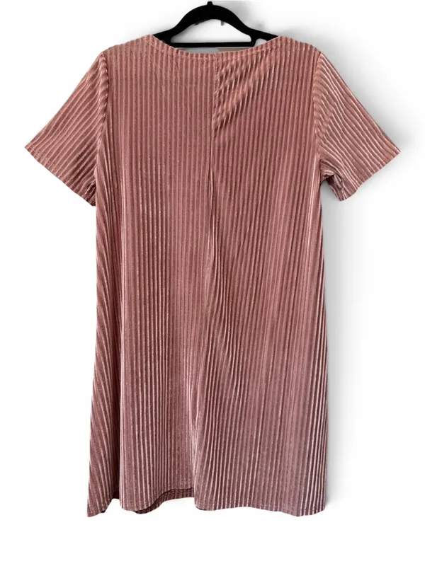 POL Dusty Pink Velvet Pocket Shift Dress Size S - Image 2