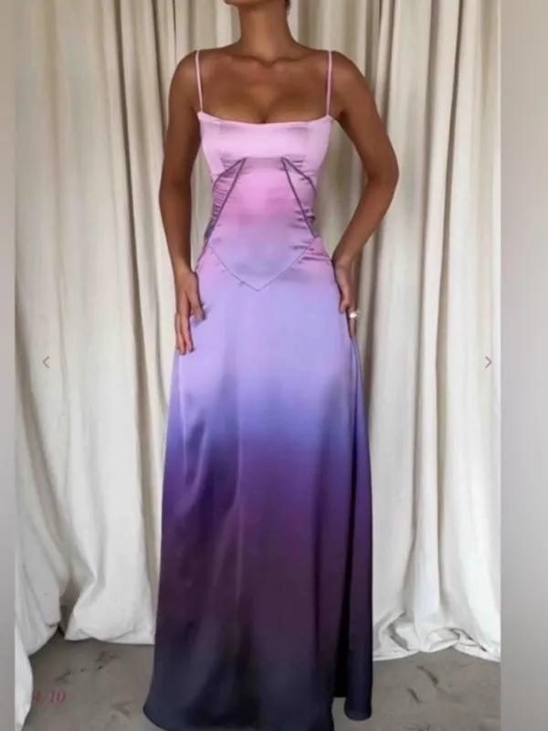 HOUSE OF CB 'Anabella' S A-C Ombre Print Lace‎ Up Maxi Dress NWOT - Image 12