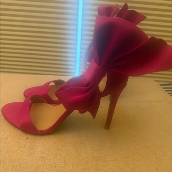 Express Beautiful Fuchsia Satin Bow Heels! - Image 3