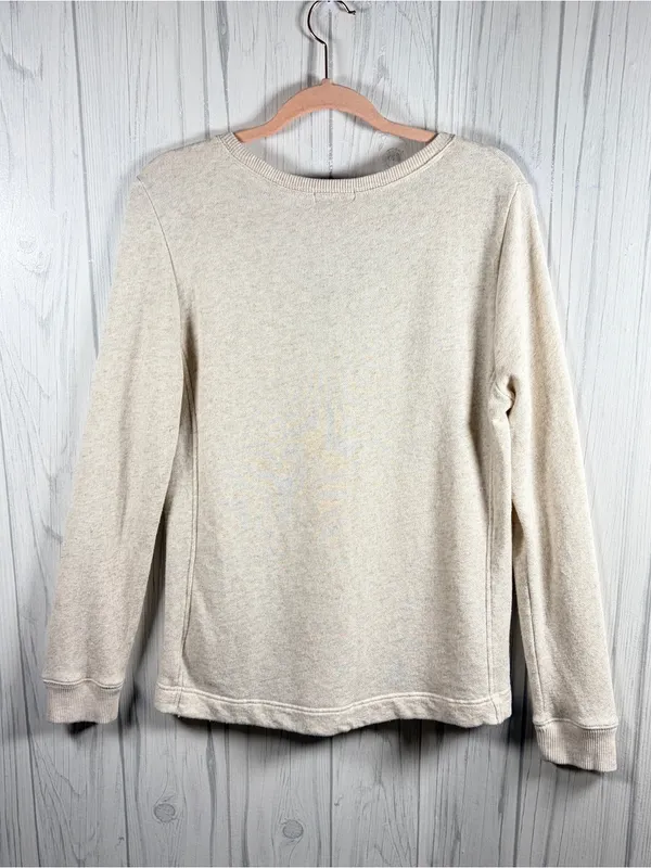 GAP Women’s Casual Boho Scoop Neck Shimmer Sweatshirt in Oatmeal, Large - Image 5