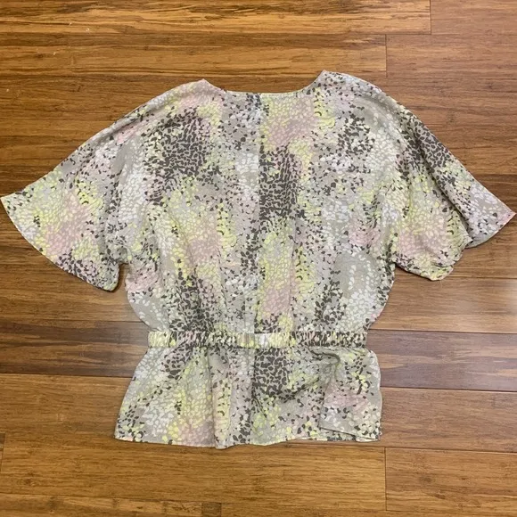 Ann‎ Taylor Blouse Womens Small Floral Tie-Waist Lightweight Short Sleeve Top - Image 4