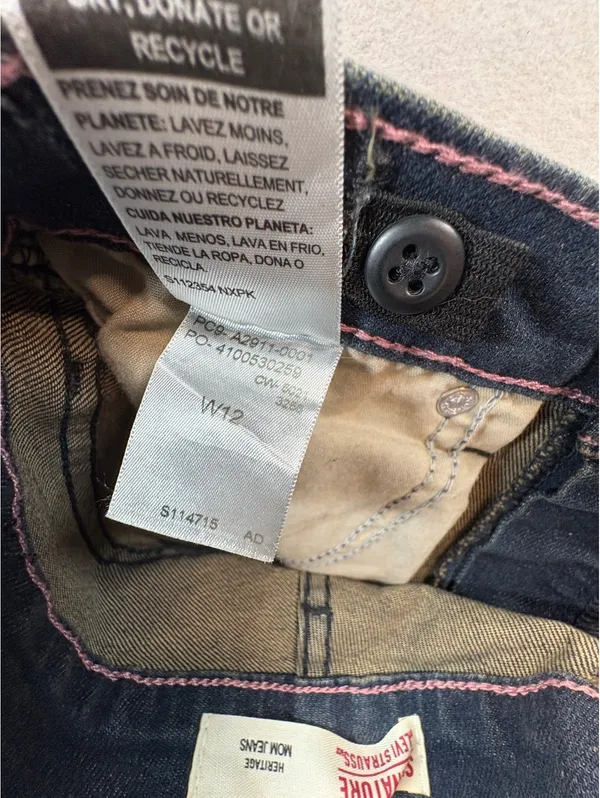 Signature Levi Strauss Heritage Mom Jeans Women’s 12 High Rise Blue Denim 24” - Image 3