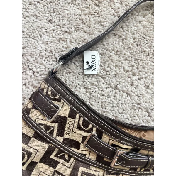 Y2K Monogram Shoulder Bag XOXO Vintage Brown Hobo Purse Retro Logo Print 2000s - Image 4