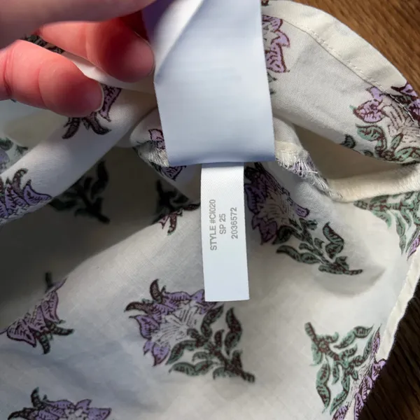 J Crew Floral 100% Cotton Split Neck Blouse Purple White Womens Size M Fall boho - Image 8