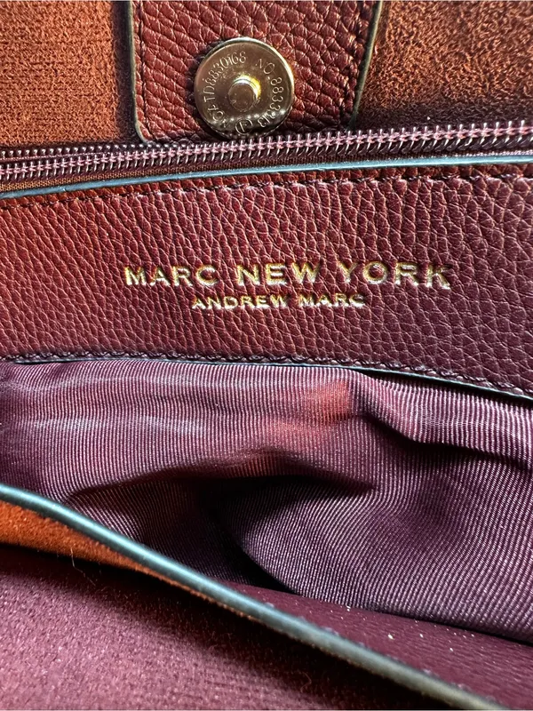 Marc New York Wine Red Tote with Gold Accent Studs - Image 5