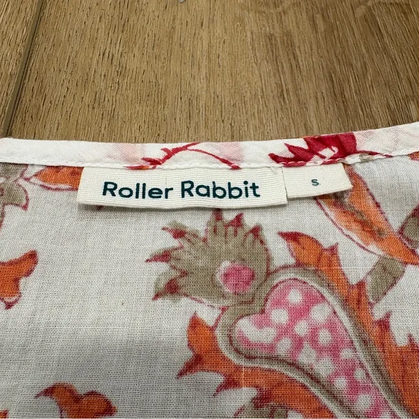 🌟Roller Rabbit🌟 Kurta Floral Print Cotton Tunic Blouse Pink Sz S - Image 5