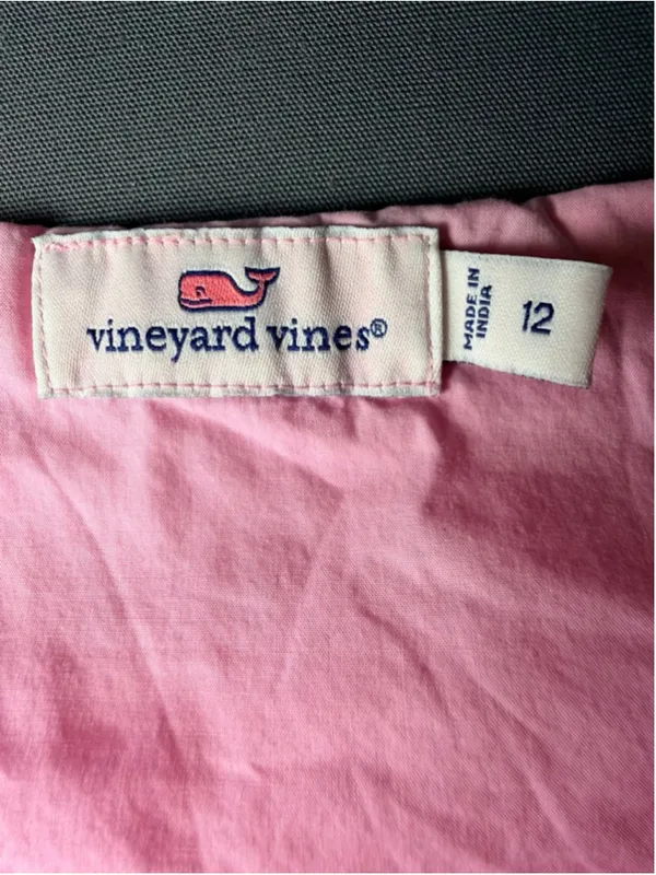 Vineyard Vines Pink Linen Mini Skirt Size 12 Flowy Ruffle Hem Preppy Coastal - Image 5