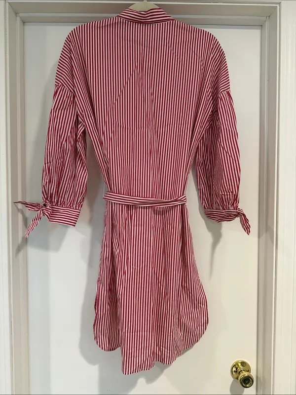 Ann Taylor Red and White Striped Button-Up Tunic - Image 7