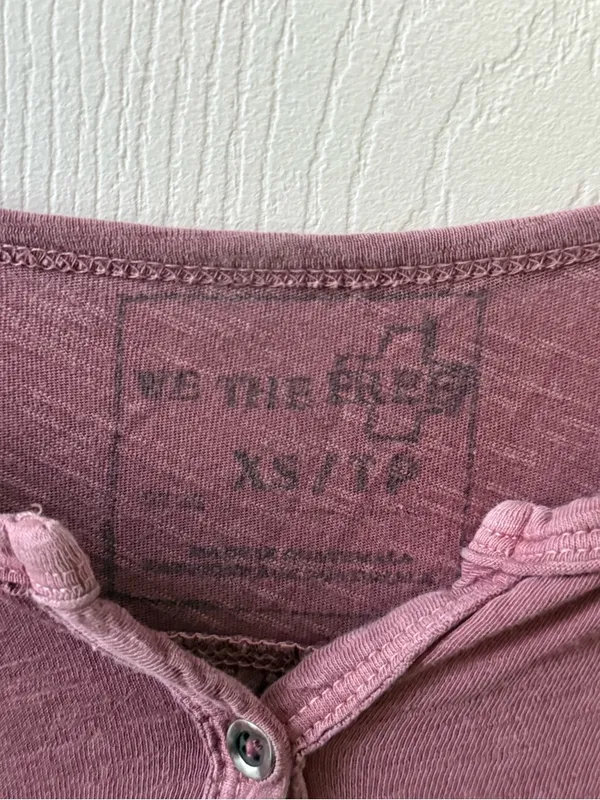Free People Frontier Slub Knit Henley Tee in Pink - Image 4