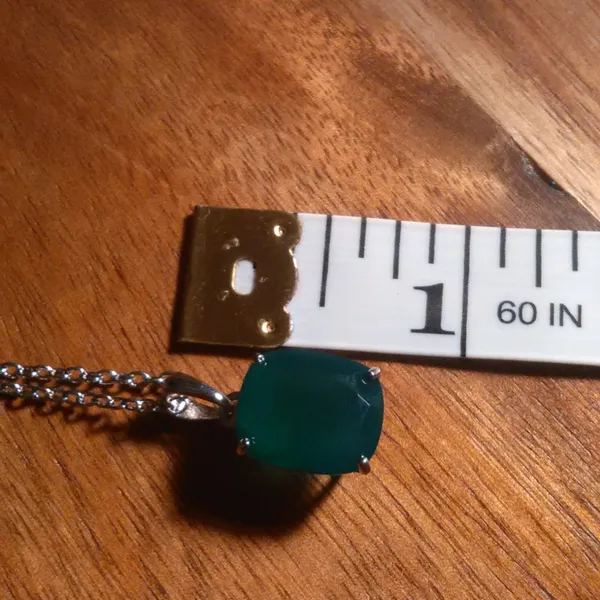 Verde Onyx Sterling Silver Pendant Stainless Steel Necklace - Image 6