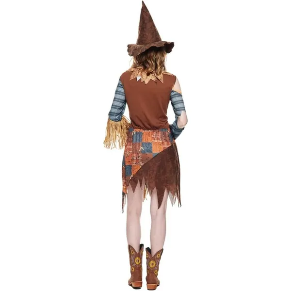 EraSpooky Women's Wicked Scarecrow Halloween Costume Straw Dress & Hat SMALL - Image 7