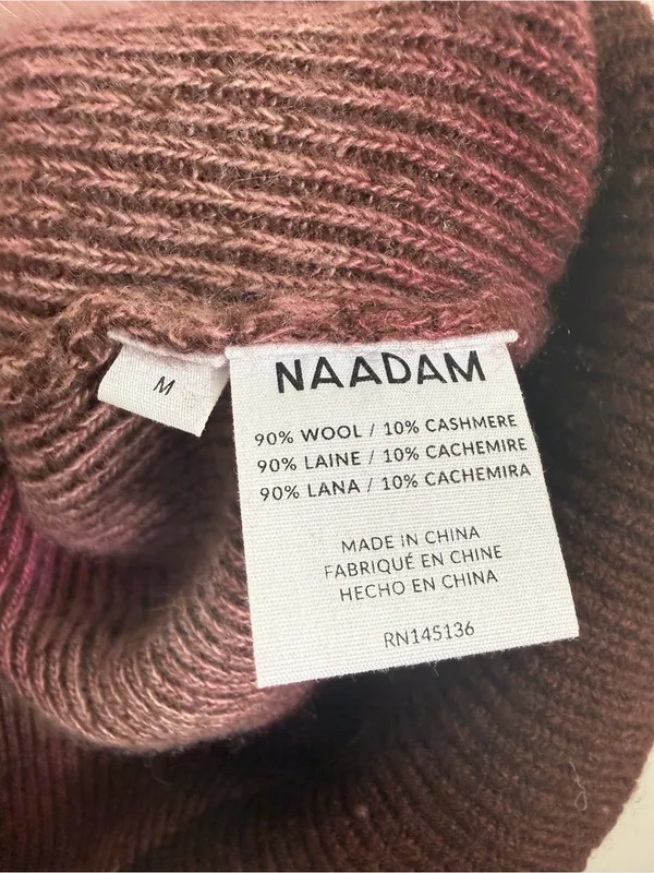 NAADAM Merino Cashmere Space Dye Quarter Zip Stripe Sweater Pink Red Medium - Image 6