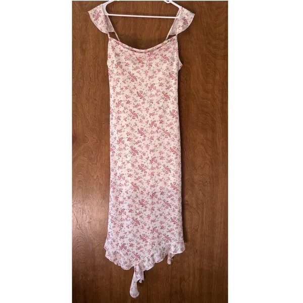 Kirious sz M Floral Sheer Flutter Handkerchief Maxi Dress Feminine Cottagecore - Image 2