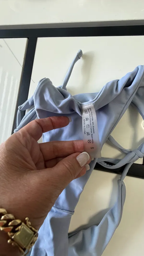 Baby Blue Tie-Side Bikini Bottoms - Size S - Image 4