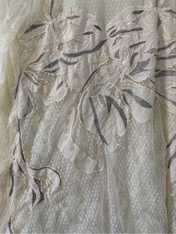 Free People Swan Lace Long Sleeve Beaded Boho Asymmetrical Hem Mini Dress S - Image 5