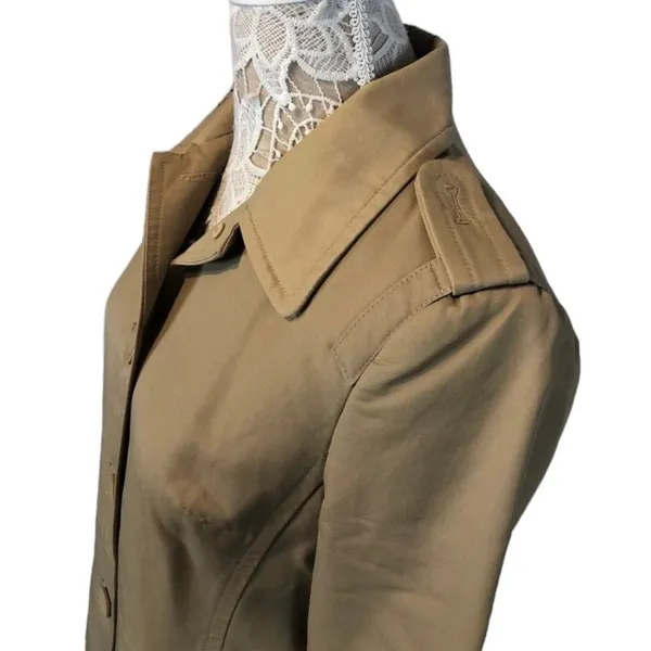 Ann Taylor Classic Short Trench Khaki Coat Epaulets, pleated back size 10 petite - Image 8