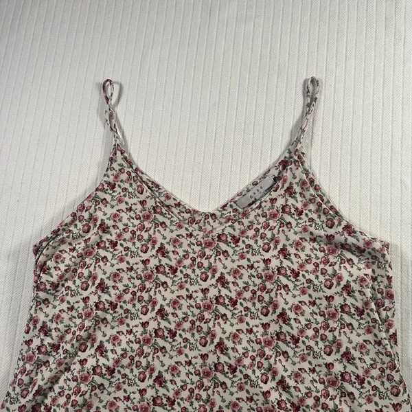 Gaze Juniors Womens Size Large Cropped Floral Cami Tank Top White Pink V-Neck L - Image 3