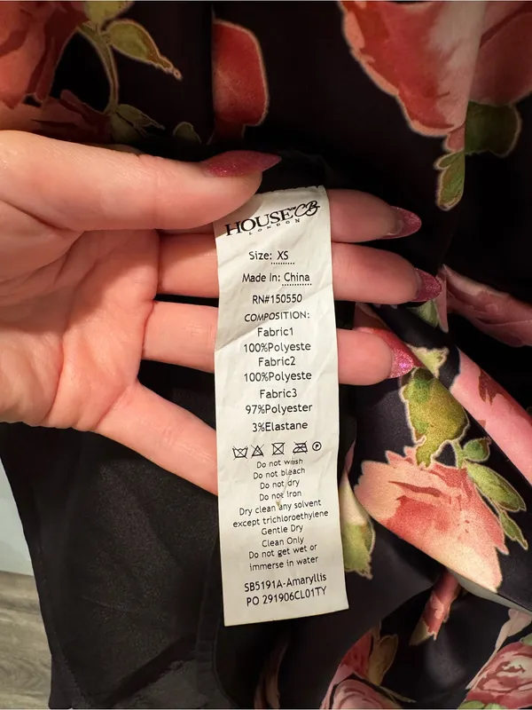 House of CB Amaryllis Rose Print Puff Shoulder Dress Size XS - Image 5