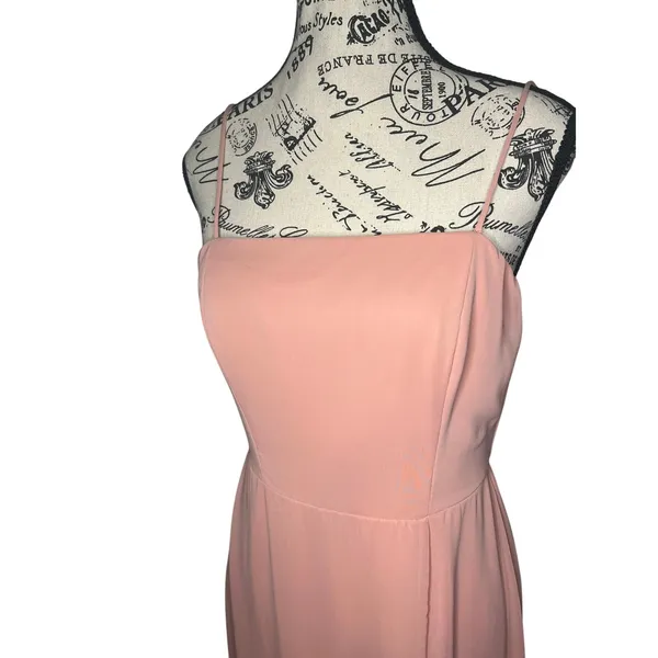 Thread Tie-Back Cutout Trumpet Bridesmaid Gown with Front Slit Desert Rose‎ EUC - Image 5