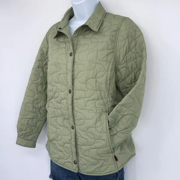 Woolrich Quilted‎ Light Sage Jacket Women Small Snap Button Coat Outdoor Winter - Image 2