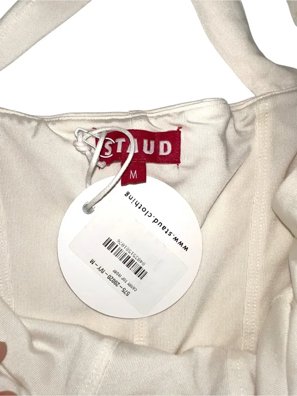 NWT Staud Carry Top Ivory Square Neck Sleeveless Athletic Tank Top MEDIUM - Image 5