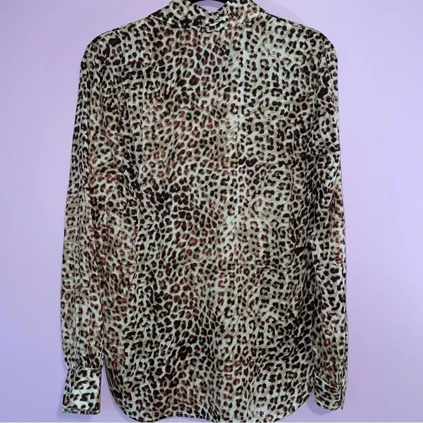 NEW Haute Hippie Tunic Top Sheer Leopard Print Chiffon Boho Modal Popover XS - Image 2