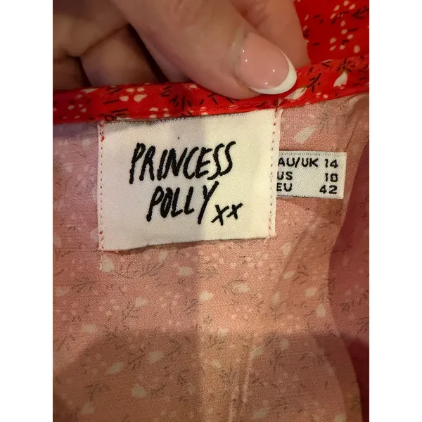 Princess Polly Mini Dress Women 10 Red Floral Puff Sleeve Bohemian Cottagecore - Image 10