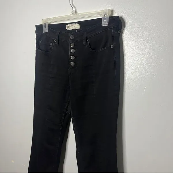 Free People Black Button Fly High-Rise Raw Hem Women's Jeans 29 - Image 3