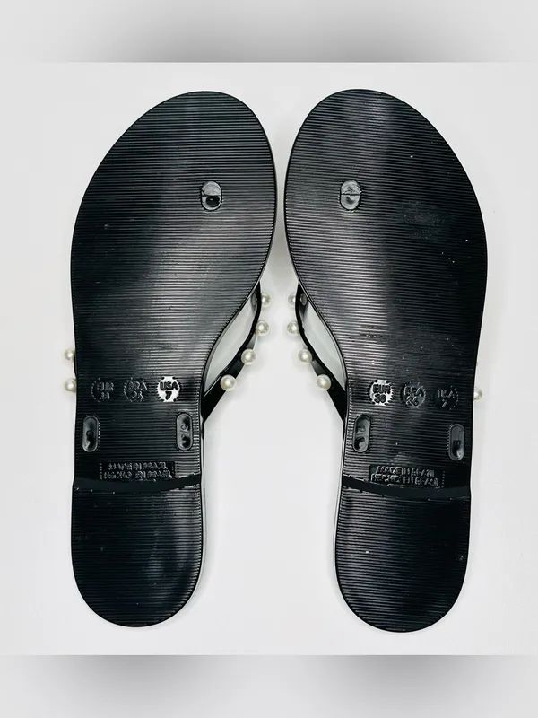 Stuart Weitzman Goldie Black Shiny Jelly Flip Flop Sandal Shoe NWOB - Image 9