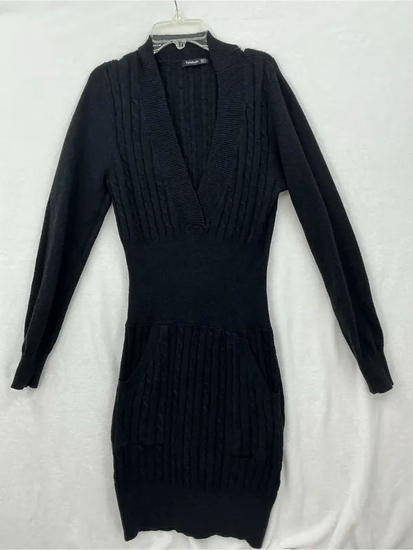Elegant Black V-Neck Long Sleeve Sheath Dress 1197 - Image 5