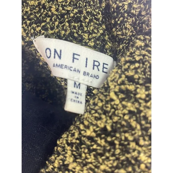 On Fire cowl neck‎ size medium Woman's short sleeve yellow black Sweater - Image 4