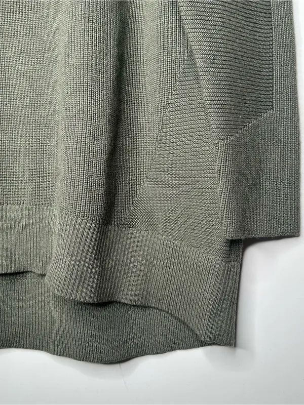 Athleta Hanover Merino Wool Blend V-Neck High Low Tunic Sweater Olive Green XL⁠ - Image 5