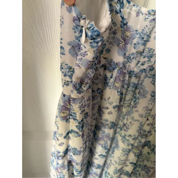 Lulus My Love Story Floral Print Tie-Back Maxi Dress side zipper size S - Image 8